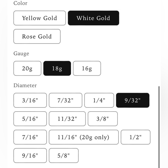 BVLA 14k White Gold, Seam Nose Hoop/Ring, (18g, 9/32 width) - Picture 3 of 4